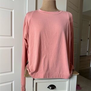 Athleta Pleated Pink Long Sleeve Tee